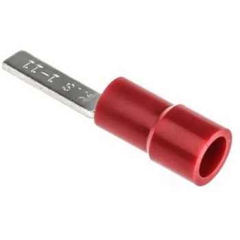 圧着ブレード端子 RS PRO 絶縁 刃長さ11mm 刃幅3mm 赤 アンシュラウド， 22AWG → 16AWG - RS PRO