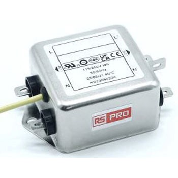 RS PRO EMIフィルタ 単相 10A シャーシーマウント 2200pF 2x0.3mH 0.5mA Two Stage 1MΩ RS PRO