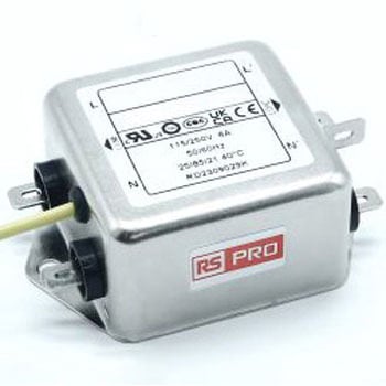 RS PRO EMIフィルタ 単相 6A シャーシーマウント 2200pF 2x0.8mH 0.5mA Two Stage 1MΩ RS PRO