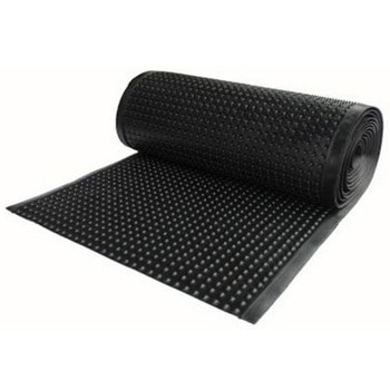 疲労軽減マット あり RS PRO NR / SBRゴム バブル ドライ， 湿 15mm なし Black 10m x 90cm ロール RS PRO