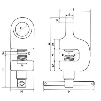 SAS-1.6 ねじ式クランプ イーグルクランプ 荷重1600kg クランプ範囲3