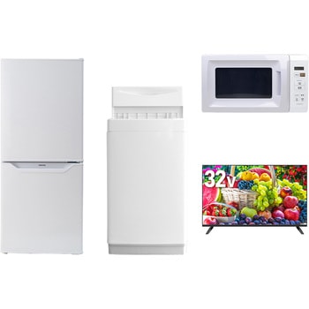 【家電セット】4点セット (6kg洗濯機 106L冷蔵庫 電子レンジ 32型液晶テレビ) YAMAZEN(山善)