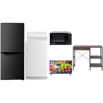 【家電セット】5点セット (6kg洗濯機 106L冷蔵庫 電子レンジ 32型液晶テレビ レンジラック) YAMAZEN(山善)