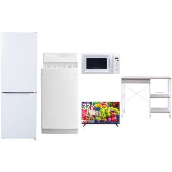 【家電セット】5点セット (6kg洗濯機 157L冷蔵庫 電子レンジ 32型液晶テレビ レンジラック) YAMAZEN(山善)