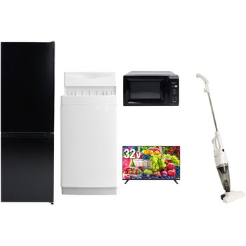 【家電セット】5点セット (6kg洗濯機 157L冷蔵庫 電子レンジ 32型液晶テレビ スティッククリーナー) YAMAZEN(山善)