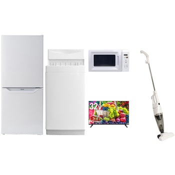 【家電セット】5点セット (6kg洗濯機 106L冷蔵庫 電子レンジ 32型液晶テレビ スティッククリーナー) YAMAZEN(山善)