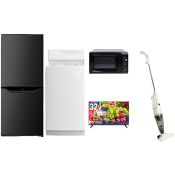 【家電セット】5点セット (6kg洗濯機 106L冷蔵庫 電子レンジ 32型液晶テレビ スティッククリーナー) YAMAZEN(山善)