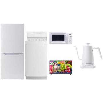 【家電セット】5点セット (6kg洗濯機 106L冷蔵庫 電子レンジ 32型液晶テレビ 温調ケトル) YAMAZEN(山善)