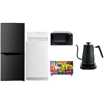 【家電セット】5点セット (6kg洗濯機 106L冷蔵庫 電子レンジ 32型液晶テレビ 温調ケトル) YAMAZEN(山善)