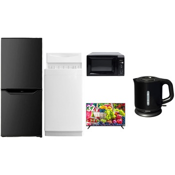 【家電セット】5点セット (6kg洗濯機 106L冷蔵庫 電子レンジ 32型液晶テレビ 電気ケトル) - YAMAZEN(山善)