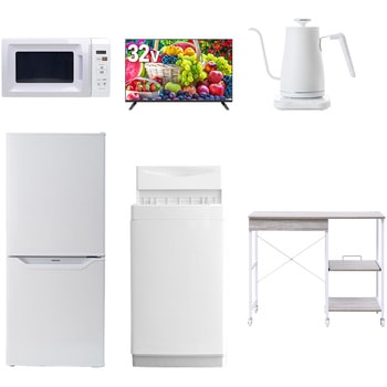 【家電セット】6点セット (6kg洗濯機 106L冷蔵庫 電子レンジ 32型液晶テレビ 温調ケトル レンジラック) YAMAZEN(山善)