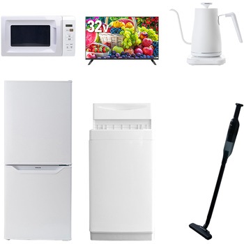 【家電セット】6点セット (6kg洗濯機 106L冷蔵庫 電子レンジ 32型液晶テレビ 温調ケトル 軽量クリーナー) YAMAZEN(山善)