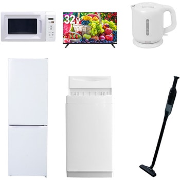 【家電セット】6点セット (6kg洗濯機 157L冷蔵庫 電子レンジ 32型液晶テレビ 電気ケトル 軽量クリーナー) YAMAZEN(山善)