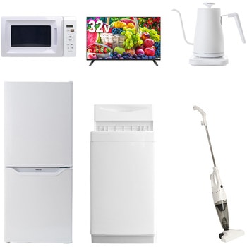 【家電セット】6点セット (6kg洗濯機 106L冷蔵庫 電子レンジ 32型液晶テレビ 温調ケトル スティッククリーナー) YAMAZEN(山善)