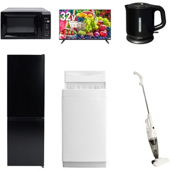 【家電セット】6点セット (6kg洗濯機 157L冷蔵庫 電子レンジ 32型液晶テレビ 電気ケトル スティッククリーナー) YAMAZEN(山善)