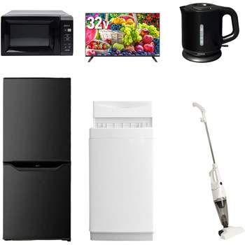 【家電セット】6点セット (6kg洗濯機 106L冷蔵庫 電子レンジ 32型液晶テレビ 電気ケトル スティッククリーナー) - YAMAZEN(山善)