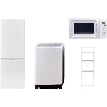 【家電セット】4点セット (8kg洗濯機 173L冷蔵庫 電子レンジ 家電収納ラック) YAMAZEN(山善)