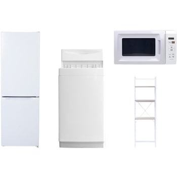 【家電セット】4点セット (6kg洗濯機 157L冷蔵庫 電子レンジ 家電収納ラック) YAMAZEN(山善)