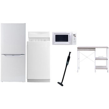 【家電セット】5点セット (6kg洗濯機 106L冷蔵庫 電子レンジ 軽量クリーナー レンジラック) YAMAZEN(山善)