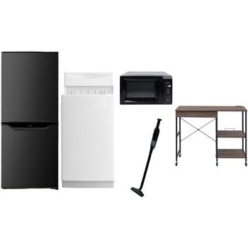 【家電セット】5点セット (6kg洗濯機 106L冷蔵庫 電子レンジ 軽量クリーナー レンジラック) YAMAZEN(山善)