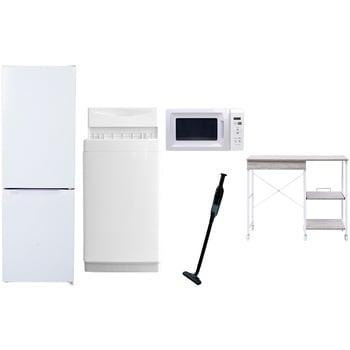 【家電セット】5点セット (6kg洗濯機 157L冷蔵庫 電子レンジ 軽量クリーナー レンジラック) YAMAZEN(山善)