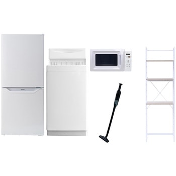 【家電セット】5点セット (6kg洗濯機 106L冷蔵庫 電子レンジ 軽量クリーナー 家電収納ラック) YAMAZEN(山善)