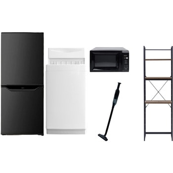 【家電セット】5点セット (6kg洗濯機 106L冷蔵庫 電子レンジ 軽量クリーナー 家電収納ラック) YAMAZEN(山善)
