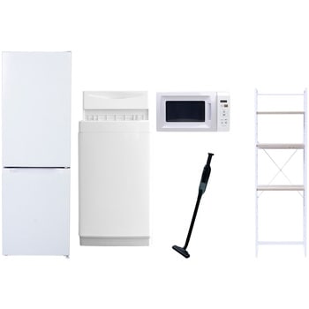 【家電セット】5点セット (6kg洗濯機 157L冷蔵庫 電子レンジ 軽量クリーナー 家電収納ラック) YAMAZEN(山善)