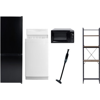 【家電セット】5点セット (6kg洗濯機 157L冷蔵庫 電子レンジ 軽量クリーナー 家電収納ラック) YAMAZEN(山善)