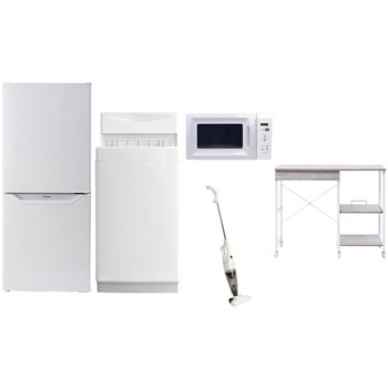 【家電セット】5点セット (6kg洗濯機 106L冷蔵庫 電子レンジ スティッククリーナー レンジラック) YAMAZEN(山善)