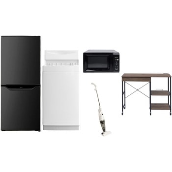 【家電セット】5点セット (6kg洗濯機 106L冷蔵庫 電子レンジ スティッククリーナー レンジラック) YAMAZEN(山善)