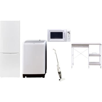【家電セット】5点セット (8kg洗濯機 173L冷蔵庫 電子レンジ スティッククリーナー レンジラック) YAMAZEN(山善)