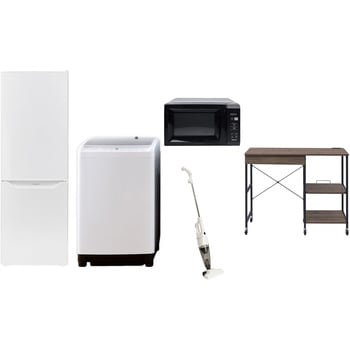 【家電セット】5点セット (8kg洗濯機 173L冷蔵庫 電子レンジ スティッククリーナー レンジラック) YAMAZEN(山善)