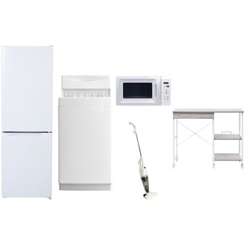 【家電セット】5点セット (6kg洗濯機 157L冷蔵庫 電子レンジ スティッククリーナー レンジラック) YAMAZEN(山善)