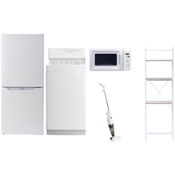 【家電セット】5点セット (6kg洗濯機 106L冷蔵庫 電子レンジ スティッククリーナー 家電収納ラック) YAMAZEN(山善)