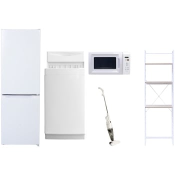 【家電セット】5点セット (6kg洗濯機 157L冷蔵庫 電子レンジ スティッククリーナー 家電収納ラック) - YAMAZEN(山善)