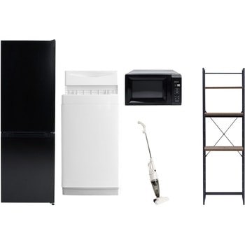 【家電セット】5点セット (6kg洗濯機 157L冷蔵庫 電子レンジ スティッククリーナー 家電収納ラック) - YAMAZEN(山善)