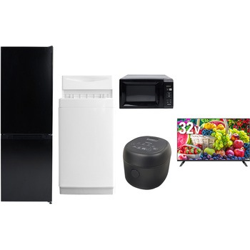 【家電セット】5点セット (6kg洗濯機 157L冷蔵庫 電子レンジ 炊飯器 32型液晶テレビ) YAMAZEN(山善)