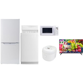 【家電セット】5点セット (6kg洗濯機 106L冷蔵庫 電子レンジ 炊飯器 32型液晶テレビ) YAMAZEN(山善)