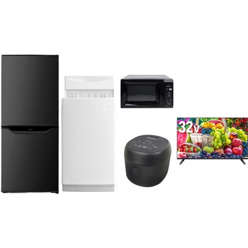 【家電セット】5点セット (6kg洗濯機 106L冷蔵庫 電子レンジ 炊飯器 32型液晶テレビ) YAMAZEN(山善)