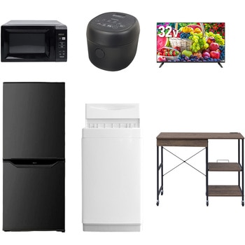 【家電セット】6点セット (6kg洗濯機 106L冷蔵庫 電子レンジ 炊飯器 32型液晶テレビ レンジラック) YAMAZEN(山善)