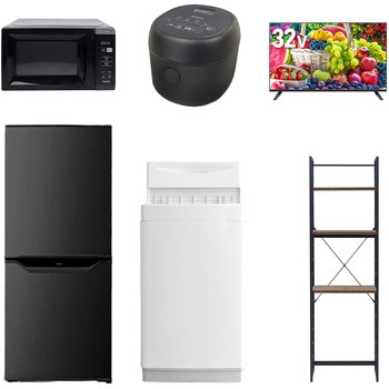【家電セット】6点セット (6kg洗濯機 106L冷蔵庫 電子レンジ 炊飯器 32型液晶テレビ 家電収納ラック) YAMAZEN(山善)