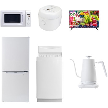 【家電セット】6点セット (6kg洗濯機 106L冷蔵庫 電子レンジ 炊飯器 32型液晶テレビ 温調ケトル) YAMAZEN(山善)