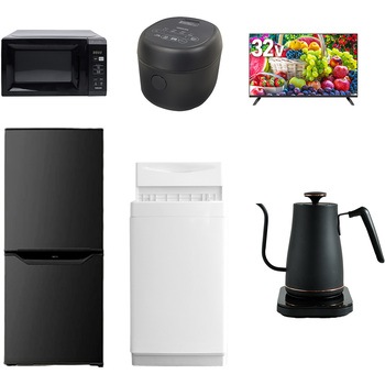 【家電セット】6点セット (6kg洗濯機 106L冷蔵庫 電子レンジ 炊飯器 32型液晶テレビ 温調ケトル) YAMAZEN(山善)