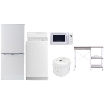 【家電セット】5点セット (6kg洗濯機 106L冷蔵庫 電子レンジ 炊飯器 レンジラック) YAMAZEN(山善)