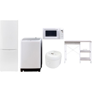 【家電セット】5点セット (8kg洗濯機 173L冷蔵庫 電子レンジ 炊飯器 レンジラック) YAMAZEN(山善)
