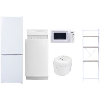 【家電セット】5点セット (6kg洗濯機 157L冷蔵庫 電子レンジ 炊飯器 家電収納ラック) YAMAZEN(山善)