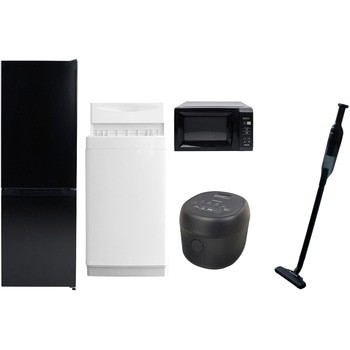 【家電セット】5点セット (6kg洗濯機 157L冷蔵庫 電子レンジ 炊飯器 軽量クリーナー) YAMAZEN(山善)