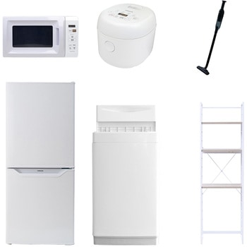 【家電セット】6点セット (6kg洗濯機 106L冷蔵庫 電子レンジ 炊飯器 軽量クリーナー 家電収納ラック) YAMAZEN(山善)