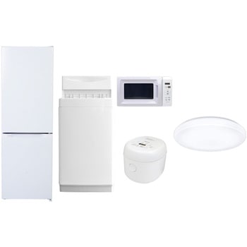 【家電セット】5点セット (6kg洗濯機 157L冷蔵庫 電子レンジ 炊飯器 シーリングライト) YAMAZEN(山善)